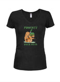 Protect Your Nuts Juniors V Neck T-Shirt