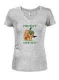 Protect Your Nuts Juniors V Neck T-Shirt