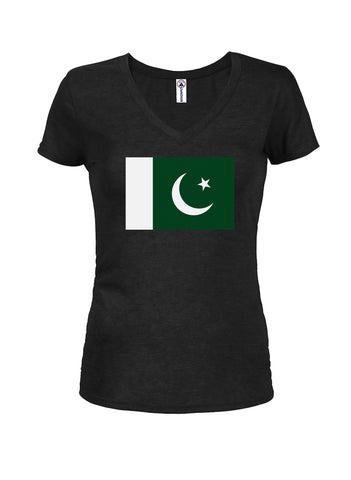 Camiseta con cuello en V para jóvenes con bandera de Pakistán