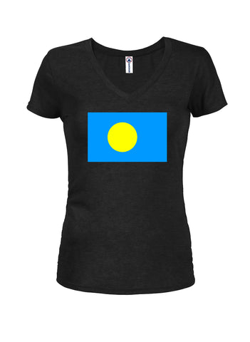 Camiseta con cuello en V para jóvenes con bandera de Palau