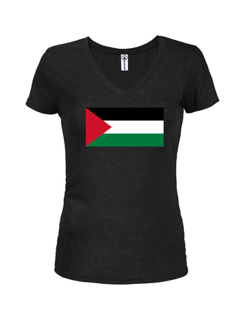 T-shirt à col en V pour juniors avec drapeau palestinien