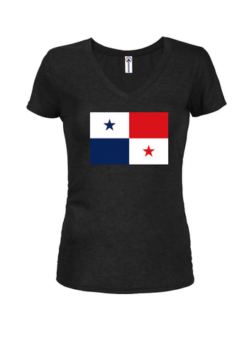 Camiseta con cuello en V para jóvenes con bandera panameña