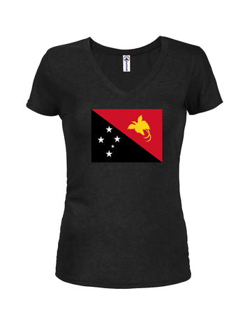 T-shirt à col en V pour junior avec drapeau de Papouasie-Nouvelle-Guinée