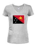 Camiseta con cuello en V para jóvenes con bandera de Papua Nueva Guinea