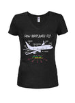 Comment les avions volent T-shirt à col en V pour juniors