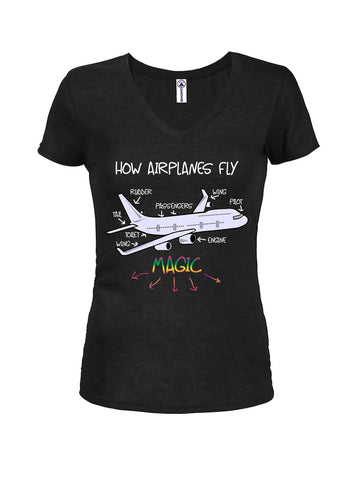 How Airplanes Fly Juniors V Neck T-Shirt