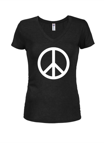 Peace Symbol Juniors V Neck T-Shirt