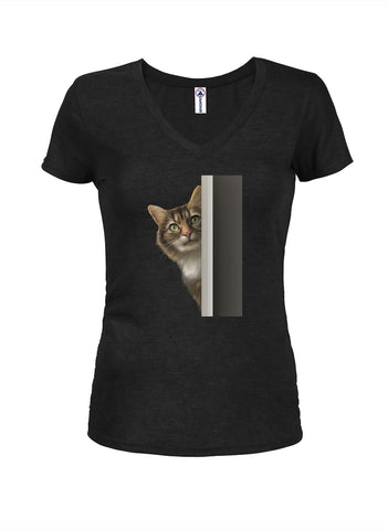 Peeking Cat Juniors Camiseta con cuello en V