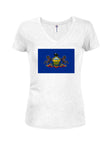 Pennsylvania State Flag Juniors V Neck T-Shirt