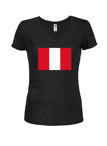 Camiseta con cuello en V para jóvenes con bandera peruana
