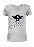 Pirate Jolly Roger Juniors T-shirt col en V
