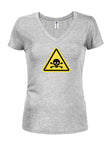 Poison Hazard Symbol Juniors V Neck T-Shirt