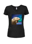 T-shirt à col en V pour juniors Polar Bear Night