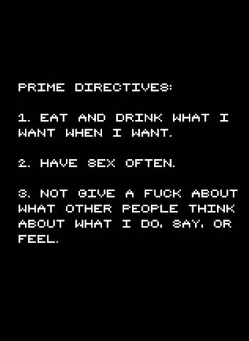 Prime Directives for the Selfish Man Kids T-Shirt