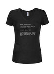 Prime Directives for the Selfish Man Juniors V Neck T-Shirt