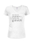 Prime Directives for the Selfish Man Juniors V Neck T-Shirt