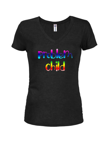Problem Child Juniors V Neck T-Shirt