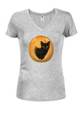 T-shirt à col en V pour juniors Pumpkin Cat