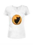 T-shirt à col en V pour juniors Pumpkin Cat