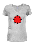 Red dot stars circle Juniors V Neck T-Shirt