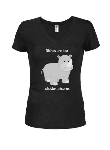 Rhinos are just chubby unicorns Juniors V Neck T-Shirt