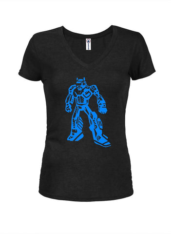 Robot Alert Juniors V Neck T-Shirt