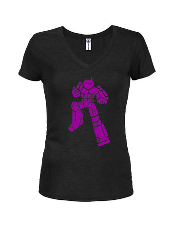 T-shirt à col en V pour juniors attaquant des robots