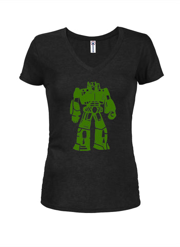 Robot Defender Juniors V Neck T-Shirt