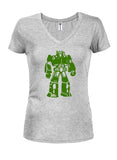 Robot Defender Juniors V Neck T-Shirt