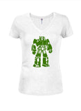 Robot Defender Juniors V Neck T-Shirt