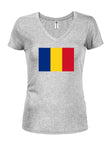 Romanian Flag Juniors V Neck T-Shirt