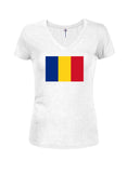 Romanian Flag Juniors V Neck T-Shirt