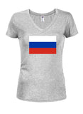 T-shirt à col en V pour juniors avec drapeau russe