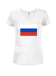 T-shirt à col en V pour juniors avec drapeau russe