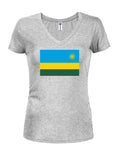 T-shirt à col en V pour juniors avec drapeau rwandais