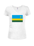 T-shirt à col en V pour juniors avec drapeau rwandais