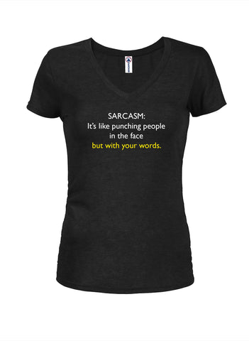 SARCASMO: Es como golpear a la gente en la cara Camiseta con cuello en V para jóvenes