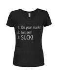 SUCK! Juniors V Neck T-Shirt