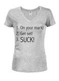 SUCK! Juniors V Neck T-Shirt