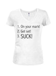 SUCK! Juniors V Neck T-Shirt