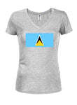 Saint Lucian Flag Juniors V Neck T-Shirt