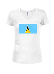Saint Lucian Flag Juniors V Neck T-Shirt
