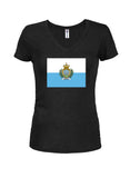 Sammarinese Flag Juniors V Neck T-Shirt