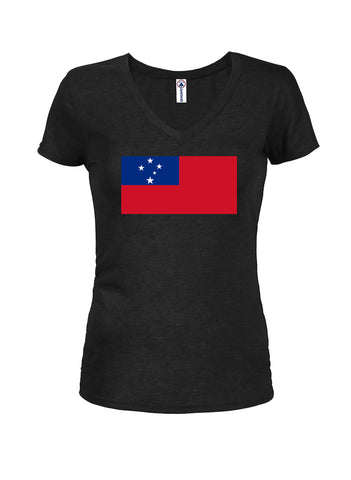 T-shirt à col en V pour juniors avec drapeau samoan
