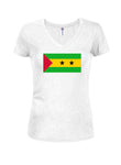 Santomean Flag Juniors V Neck T-Shirt