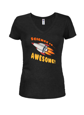 Science is Awesome Juniors V Neck T-Shirt