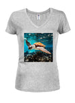 Sea Turtle Juniors V Neck T-Shirt