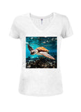 Sea Turtle Juniors V Neck T-Shirt