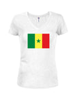 Camiseta con cuello en V para jóvenes con bandera senegalesa