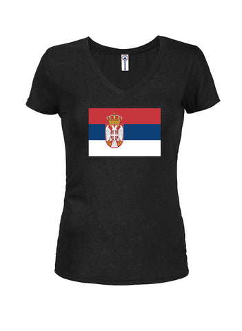 Camiseta con cuello en V para jóvenes con bandera de Serbia